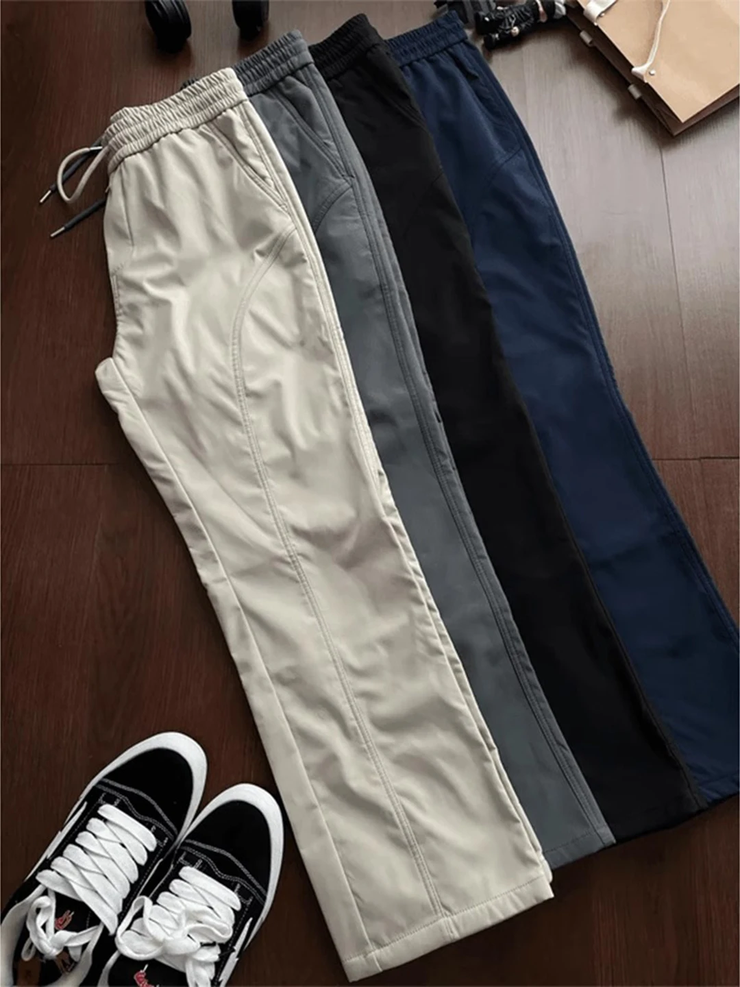 

Мужские летние повседневные брюки из ледяного шелка Cleanfit, прямые спортивные брюки в американском стиле ретро с диагональным вырезом, молодежные Vitali Sle