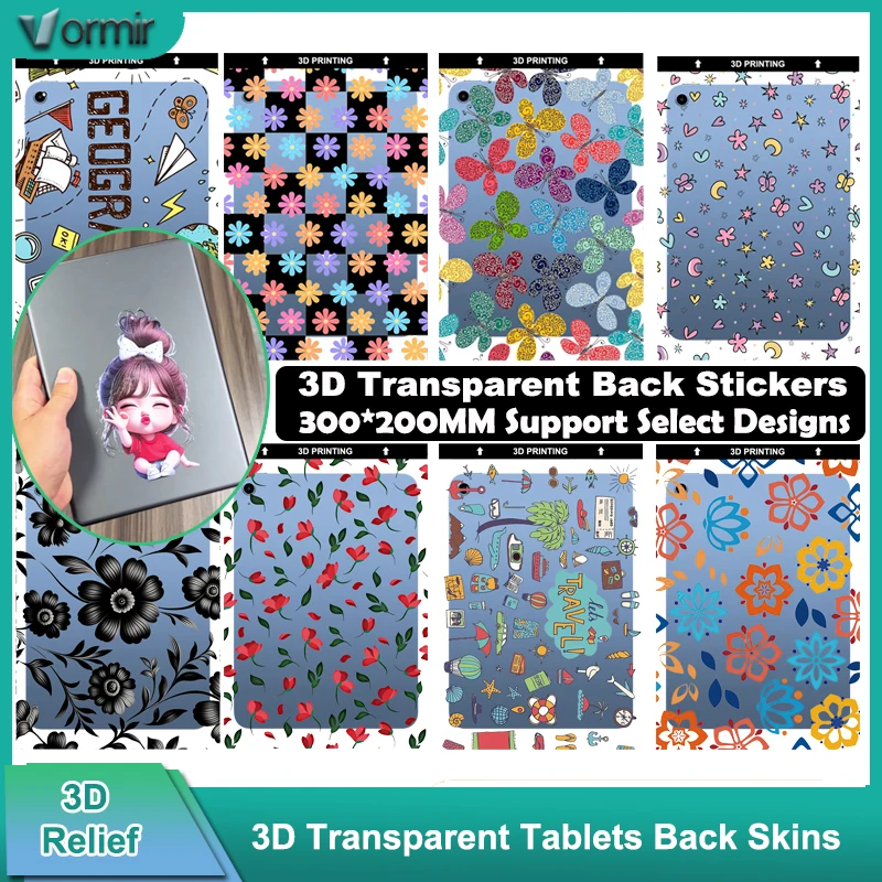 VORMIR 20pcs 3D Transparent Back Films for iPad Air Pro 10.5 10.2 10.9 Tablets Embossed Printed Rear Sheets for Cutting Machine