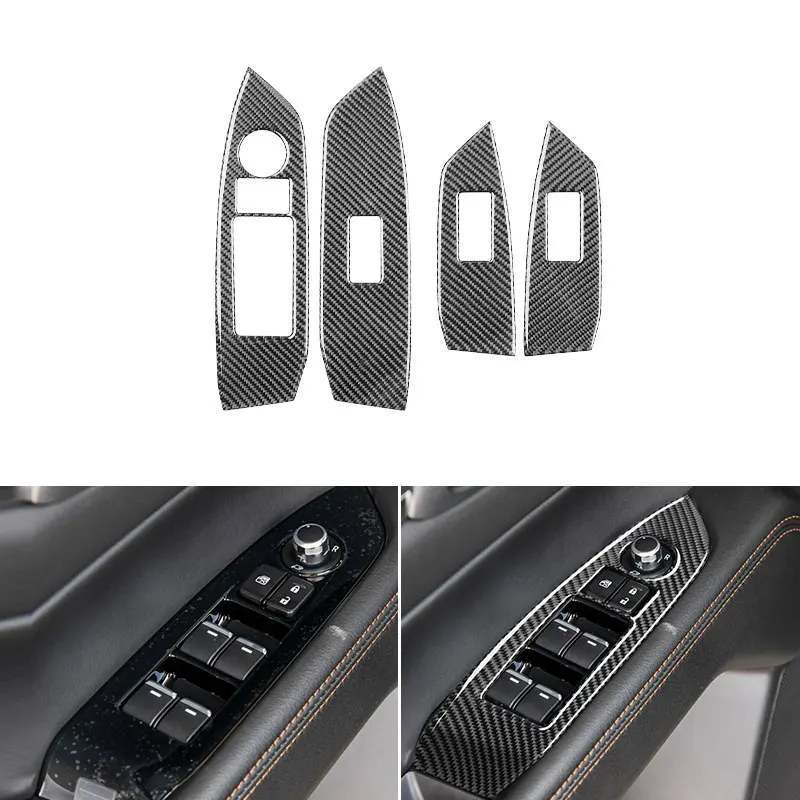 

4pcs Real Carbon Fiber Car Styling Window Switch Door Armrest Panel Cover Protective Trim For Mazda CX-5 CX5 2017 2018 ONLY LHD