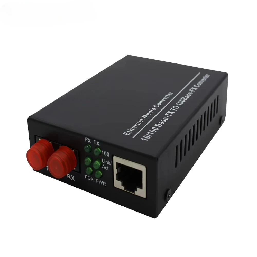 Fiber Optic Media Converter 1*10/100Base-Tx to 1*100Base-FX Dual Fiber MM 1310nm 2KM SC Connector CCTV Use External Power Supply