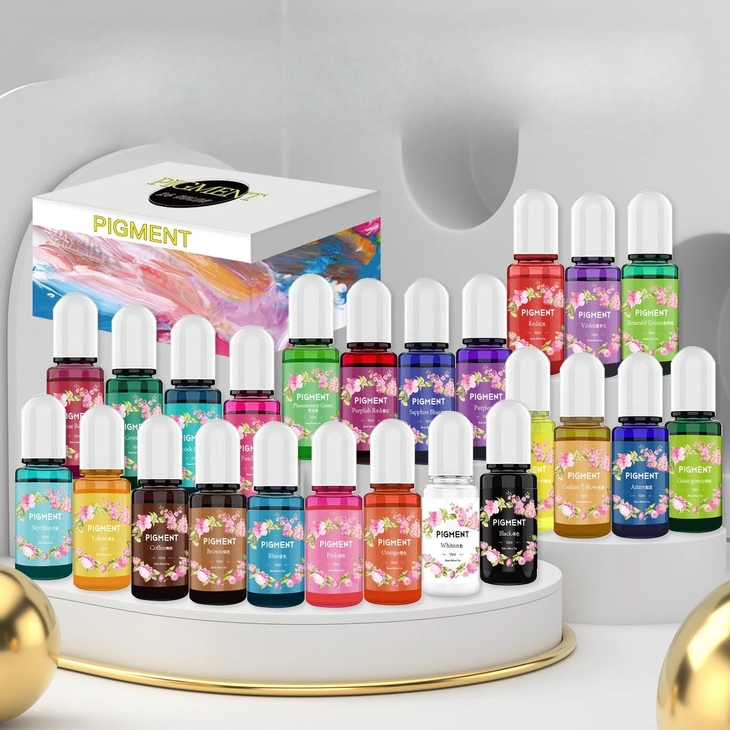 

High-Concentration 24-Color Oil-Based Pigments for DIY Handcrafts, Epoxy Resin AB Glue, UV Glue Coloring Agent