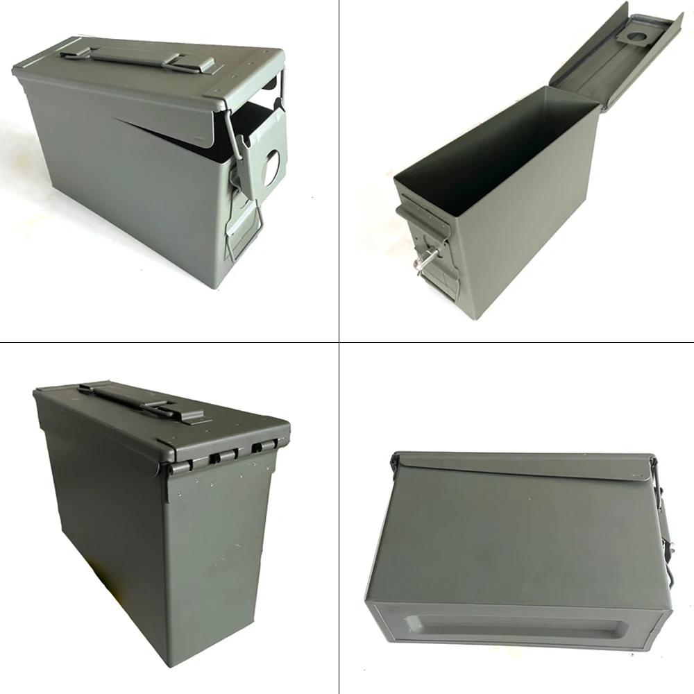 Water Proof 30 Cal Metal Ammo Case Can Military Army Solid Steel Waterproof Holder Box for Long-Term Gun Storage Green Stackable