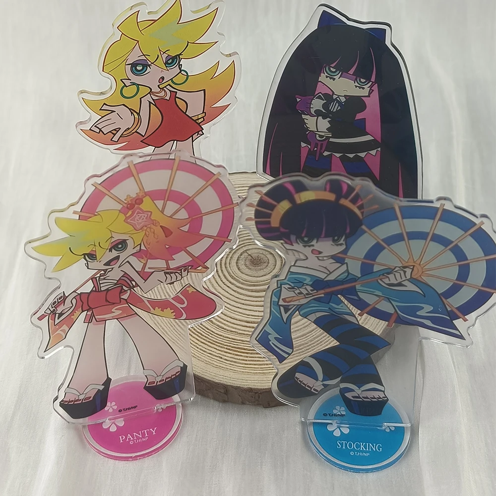 New PANTY & STOCKING with GARTERBELT Acrylic Stand Panty Stocking Kimono Parasol Style Anime Character Standee Desk Accessory