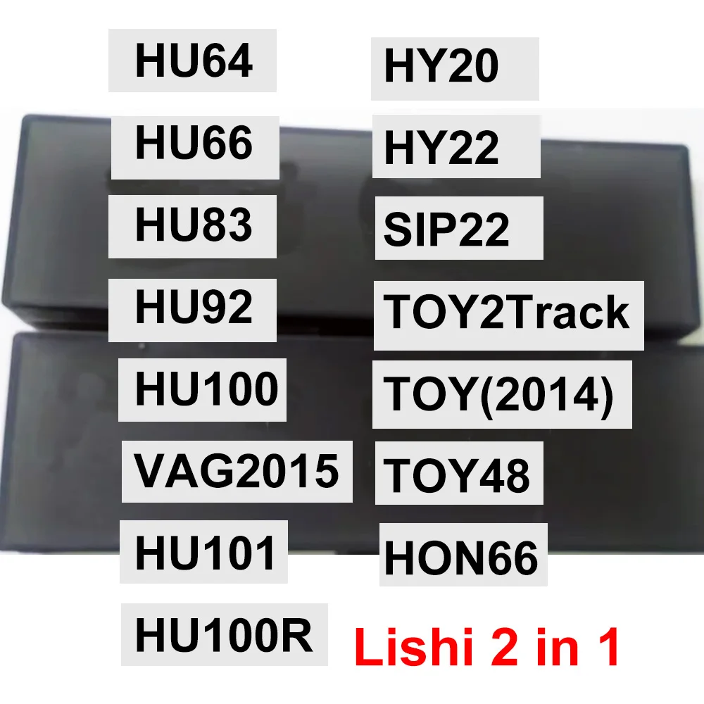 1 lote Lishi 2 en 1 HY20 HY22 SIP22 TOY2Track TOY (2014) TOY48 HON66 HU64 HU66 HU83 HU92 HU100 VAG2015 HU101 HU100R lishi herramienta automática