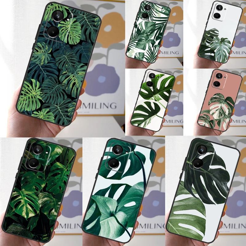 Leaves Monstera Green For Realme 11 10 9 12 Pro Plus GT Neo 6 5 C21Y C25s C30 C31 C33 C35 C51 C53 C55 C67 Case