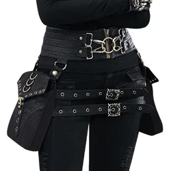 Steampunk Leather Fanny Drop Leg Bag para mulheres, Retro Rock cintura cinto saco, Sacos de ombro Crossbody motocicleta