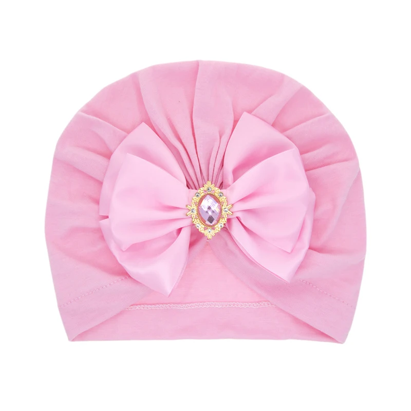 Children Print Baby Hat Kids Cap Newborn Girls Bowknot Diamond Photography Props Spring Autumn Beanie Infant Props