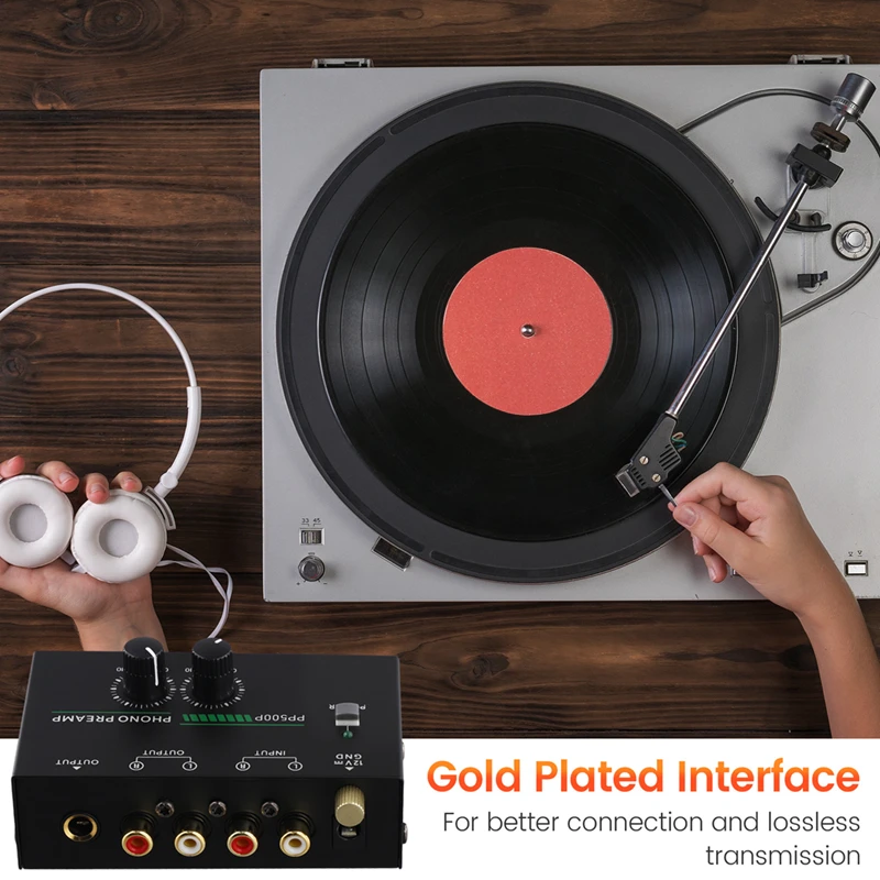 Phono Turntable Preamp, Phonograph Preamplifier With R C A Input, RCA/TRS Output, For Turntable Record Play-A69F