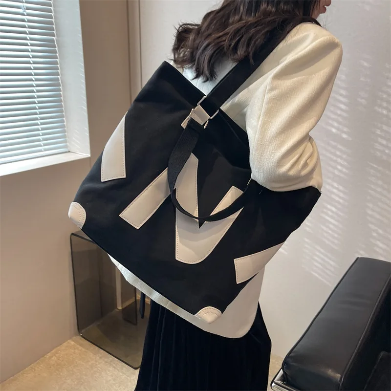 Large Capacity Canvas Bag Women 2023 Ins Style Student Schoolbag Simple Handbag Shoulder Bag Fashion Women's Tote Bolsa