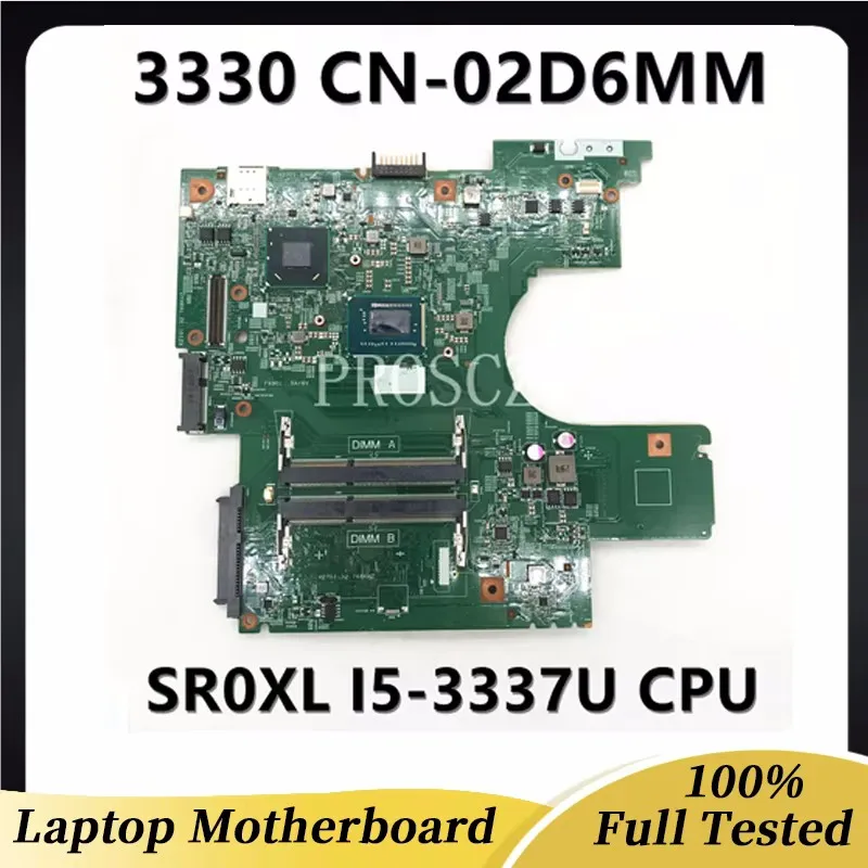 Laptop Motherboard para DELL, CN-02D6MM 2D6MM 02D6MM, Mainboard de alta qualidade, 12275-1 W/ SR0XL I5-3337U CPU SLL8C HM77, 100% testado