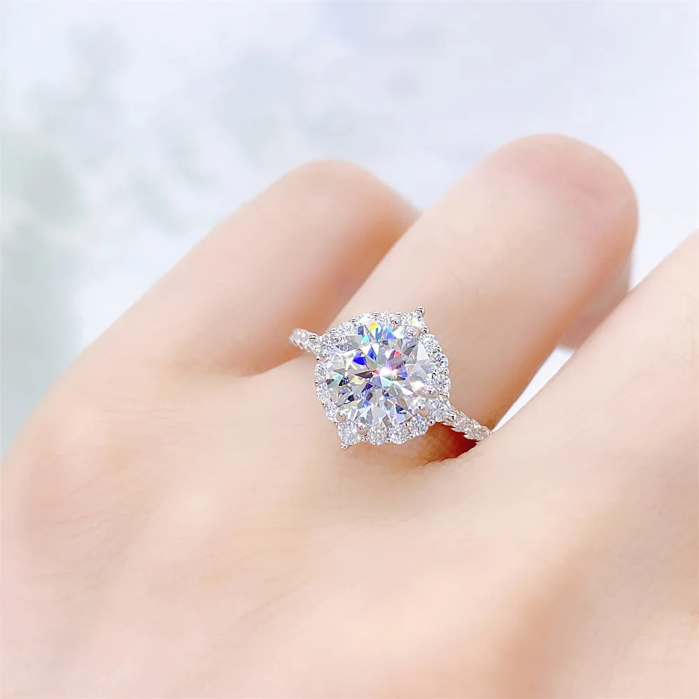 Trendy Large Round Cubic Zirconia Engagement Ring AAA White Crystal Bride Promise Wedding Rings for Women Jewelry Bague Femme