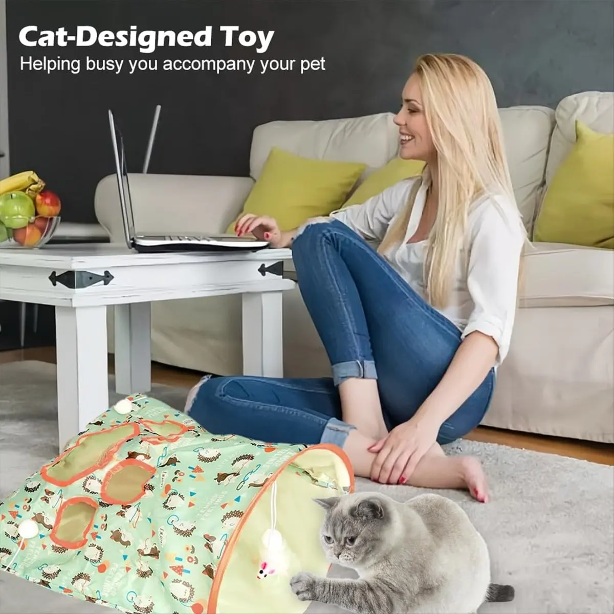 Cat Tunnel Bag for Indoor Cats, Crinkle Bag Toy Cat & Hamsters Play Tunnel Toy, Pet Foldable Tunnel Crinkle Sack Bag