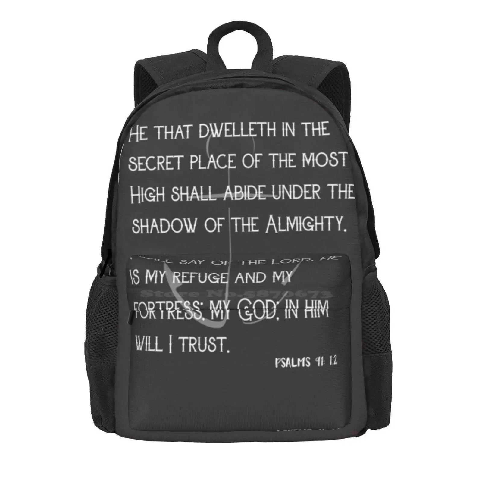 Inspirational Psalms 91 Kjv Bible Verses Hot Sale Schoolbag Backpack Fashion Bags Faith Bible Verses Scripture Bible Quotes