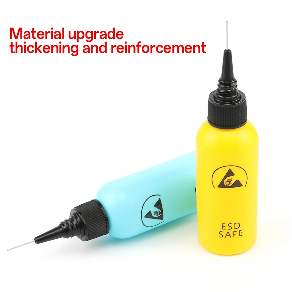 60ml Plastic Alcohol Bottle Squeezable Applicator Liquid Solvent Anti-static Glue Bottle with Needle for DIY Repair Tool