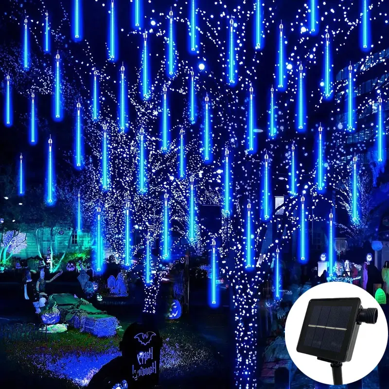 8 أنابيب الشمسية النيزك دش المطر LED سلسلة أضواء أكاليل الشوارع زينة شجرة عيد الميلاد لأضواء حديقة الجنية في الهواء الطلق #1