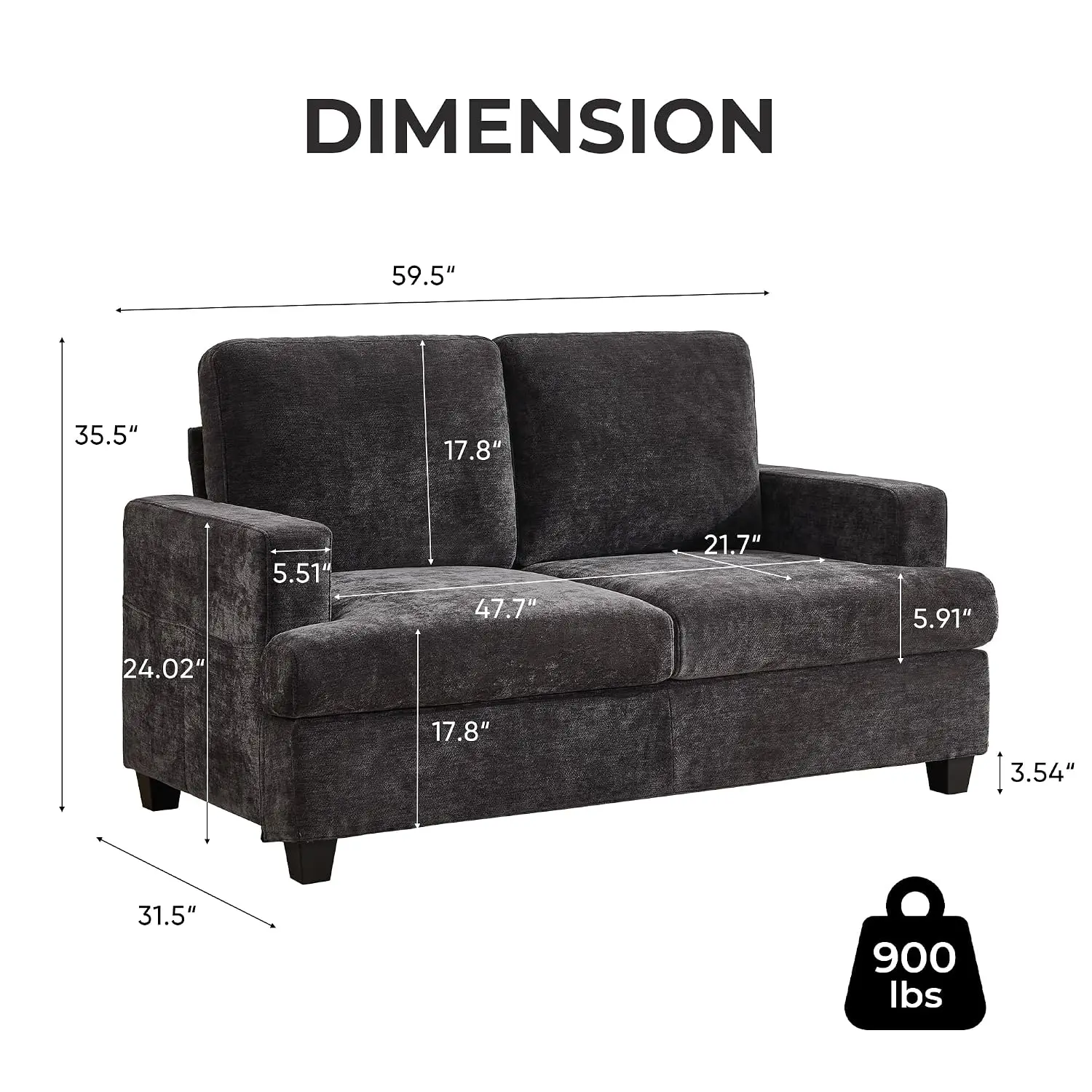Chenille Loveseat 60