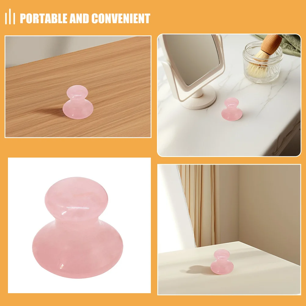 หินหยกกัวซา รูปทรงเห็ด โรสควอตซ์ ลูกกลิ้งนวดหน้า สำหรับลดเลือนริ้วรอย บำรุงรอบดวงตา สปาที่บ้าน เพื่อความงาม