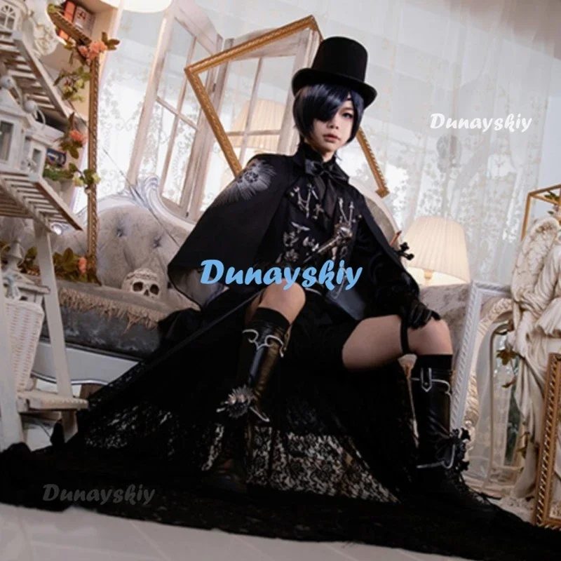 CosplayAnime Black Butler Kuroshitsuji Ciel Cosplay Ciel Phantomhive Kostüm 15. Jahrestag Schwarze Anzüge Cosplay