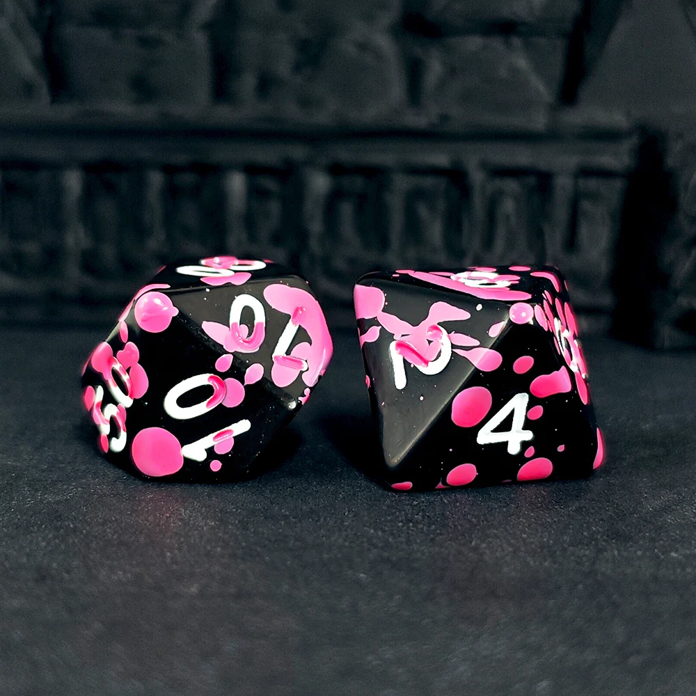 متعدد السطوح الوردي ترشيش الاكريليك 7 قطعة D20 D12 D10 D00 D8 D6 D4 مجموعة نرد ل DND RPG TRPG ألعاب المنزل نادي الاطفال اللعب التبعي #4