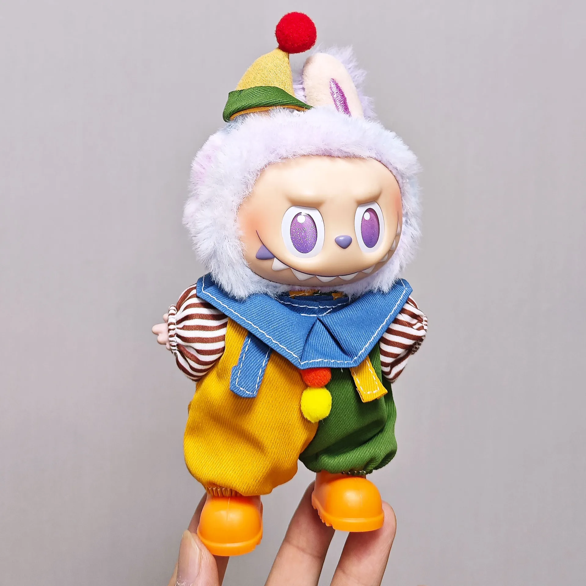 Para 15/17cm labubu boneca roupas roupa palhaço traje vestir-se bonecas acessórios sentado festa mudando vestido jogo brinquedos diy