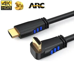 Kątowy kabel HDMI 2.0 4K 60Hz Down UP 90 stopni HDMI 4K 60Hz kabel HDR CEC HDMI ARC do PS5 Xbox Series X PS4 HDTV Niebieski DVD