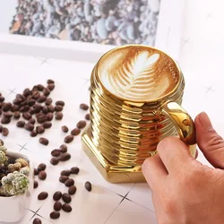 Golden spiral distillation tower ceramic office breakfast cup black and white coffee cup cup set cute coffee mugs and cups