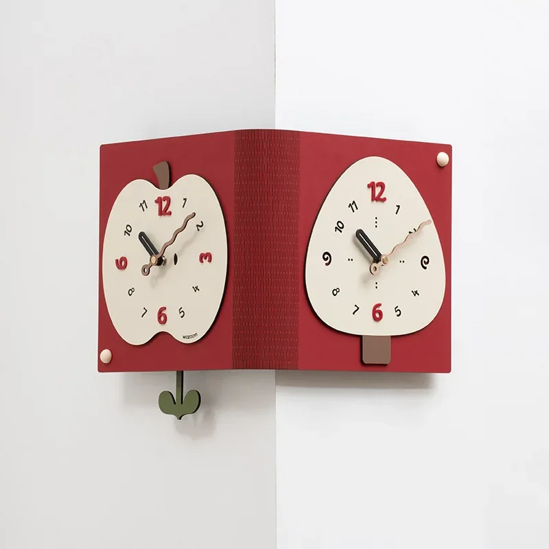No punching, simple and creative double-sided clocks, living room wall clock, corner clock, wall-mounted corner clock