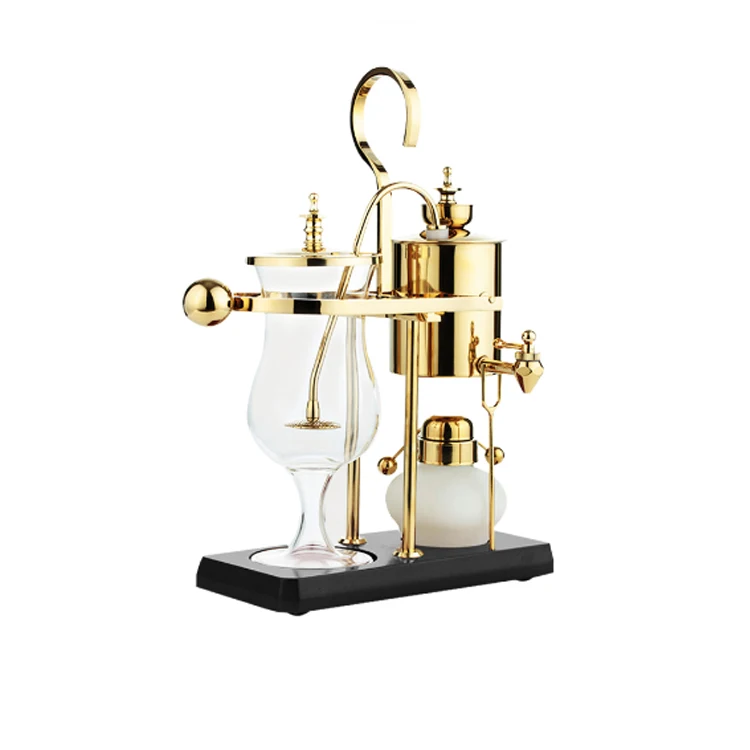 

Household Gold Color Stainless steel Coffee Pot Luxury Royal Vacuum Glass Balancing Siphon Belgian Espresso Coffee and Tea Maker