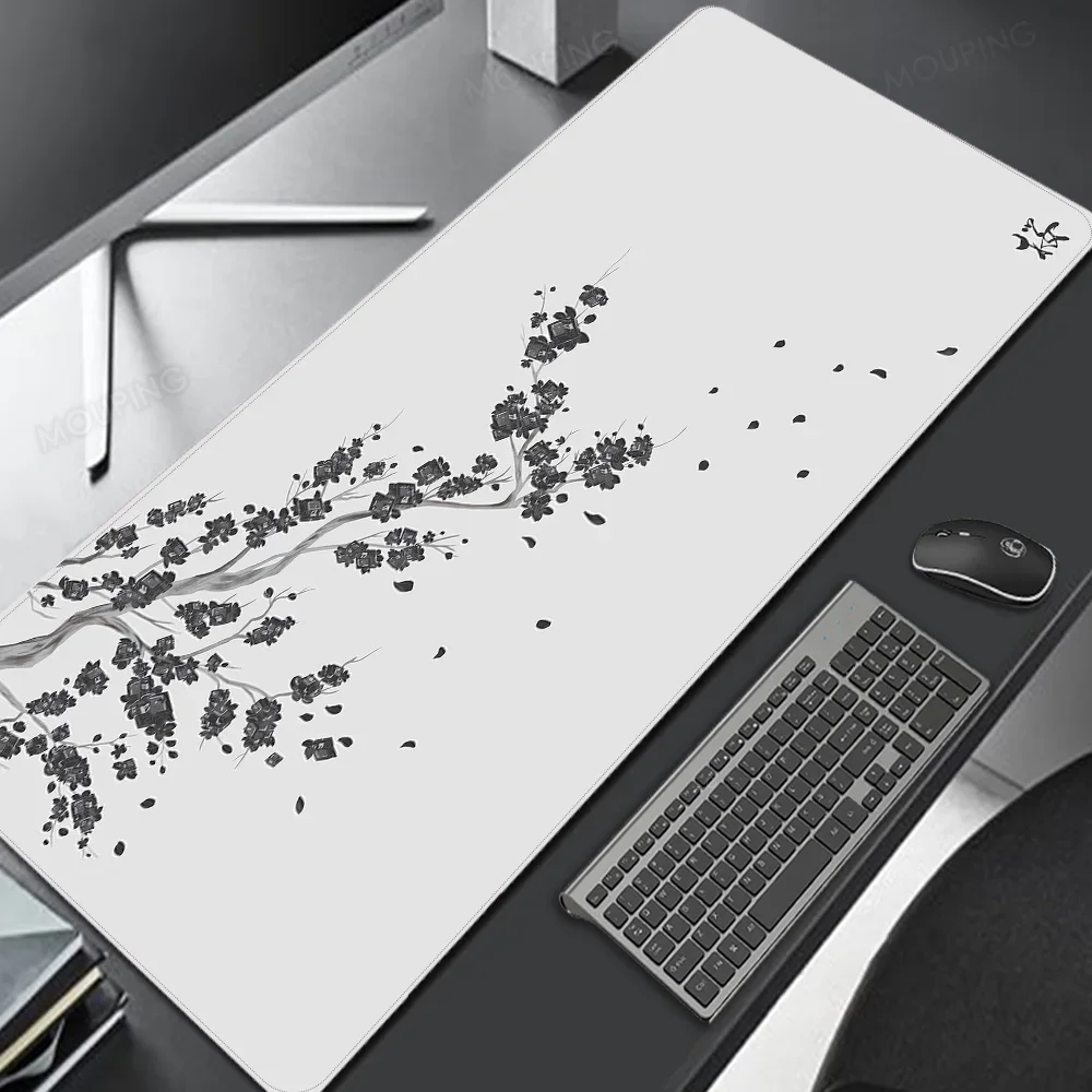 Weiß Sakura Maus Pad Japan Kirschblüte Deskmat Schwarz Tisch Matte Mauspad Gamer Teppich Gaming Tastatur Maus Matten Zubehör