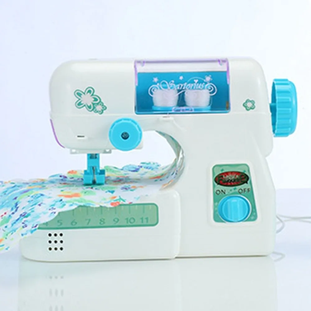작은 어린이용 재봉틀, 조명 포함, 옷 만들기용 휴대용 핑크색 전기 재봉틀