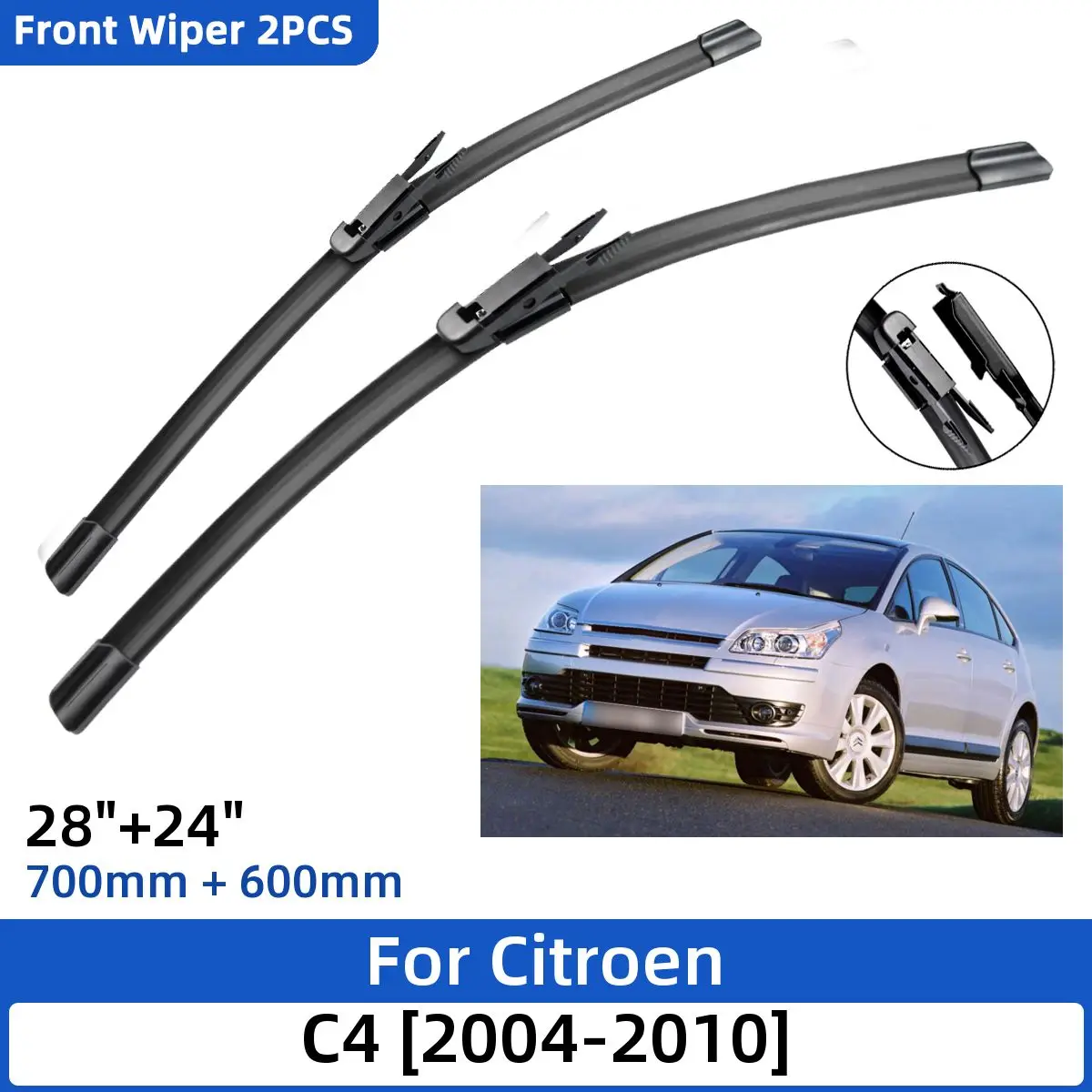 

Щетки стеклоочистителя передние для Citroen C4 2004-2010, 28 + 24 дюйма, 2 шт., аксессуары для стеклоочистителя лобового стекла, 2007, 2008, 2009, 2010