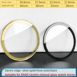 RADO Centrix Glass 남성용 미네랄 유리 거울, 골드 실버 블랙 로즈 골드 엣지 시계 마스크, 38mm 28mm 다이얼 미러 페이스