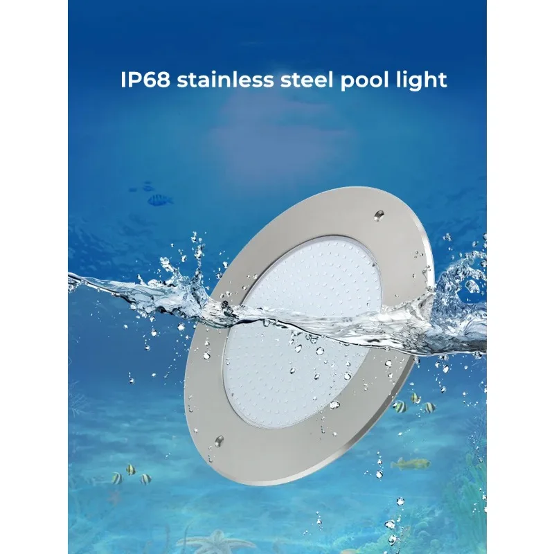 IP68 Pool Light 304 Stainless Steel Ultra-thin Light Body, AC12V, Warm Light/white Light /RGB Remote Control Outdoor Lighting