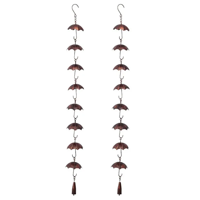 

ABKS-2X Rain Chains Metal Rain Chain Decorative Umbrella Rain Chain Bell Decor For Home,Replacement For Gutter Downspouts