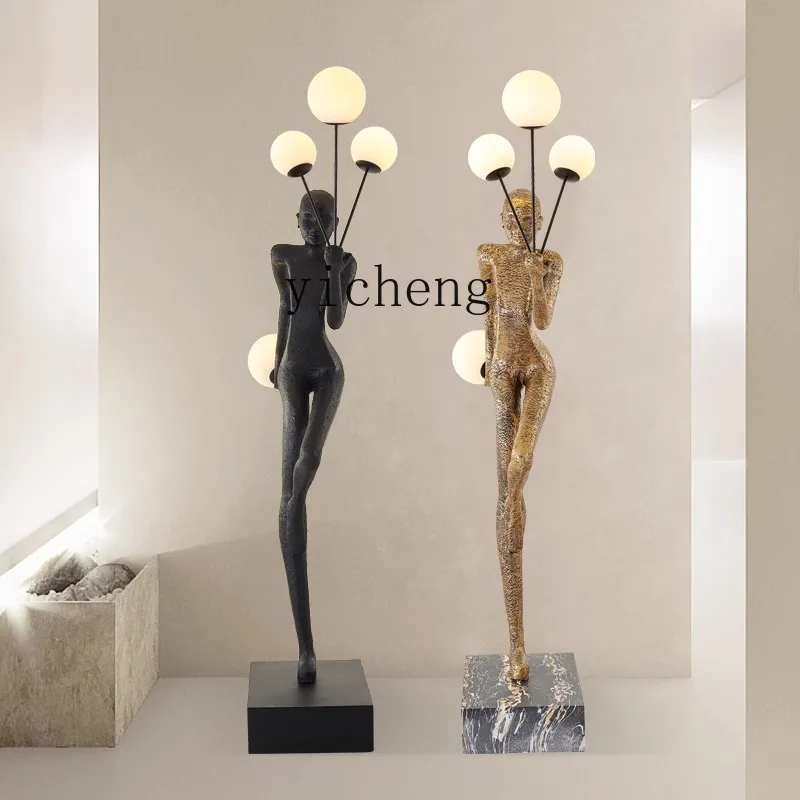 Xl Creative Human-Shaped Art Sculpture Floor Lamp Home Glass Steel Large Human Body Decoration