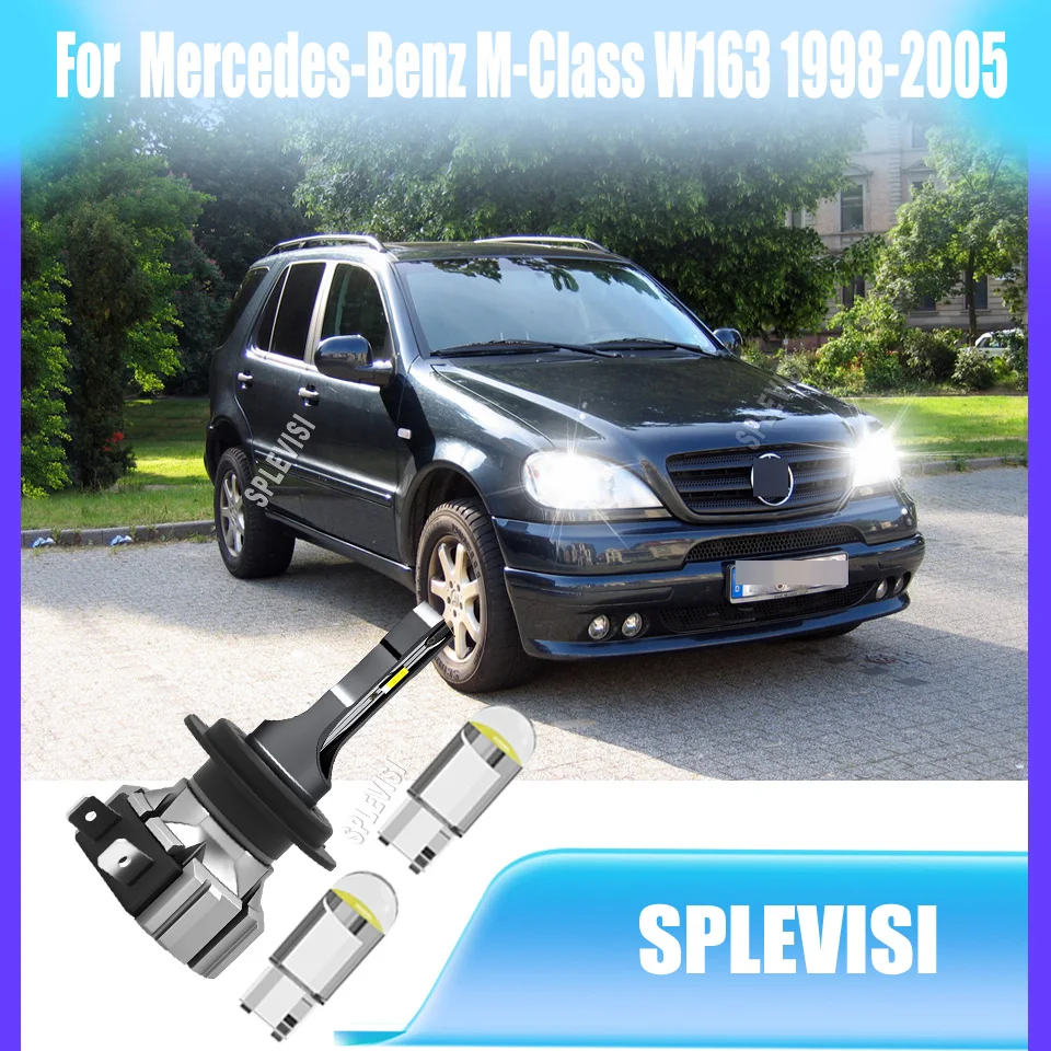 H7 75W LED Headlight Bulbs Mini Size, Original Halogen Replace For Mercedes-Benz M-Class W163 1998 1999 2000 2001 2002 2003-2005