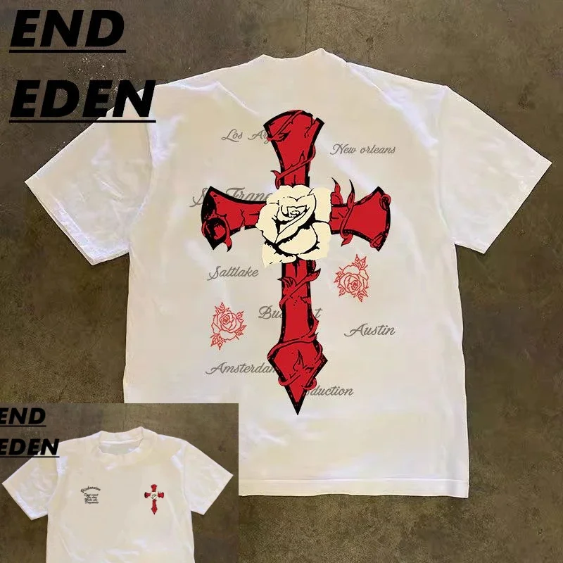 

Heavy 100_ Хлопковая футболка с короткими рукавами и принтом розы в американском стиле, мужская и женская летняя футболка