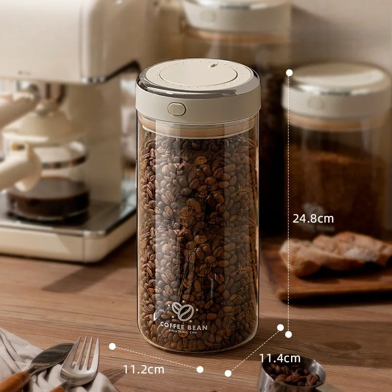 

Airtight Glass Spice Jar Storage Pop Up Coffee Bean Container Kitchen Pantry Organizer With Lid