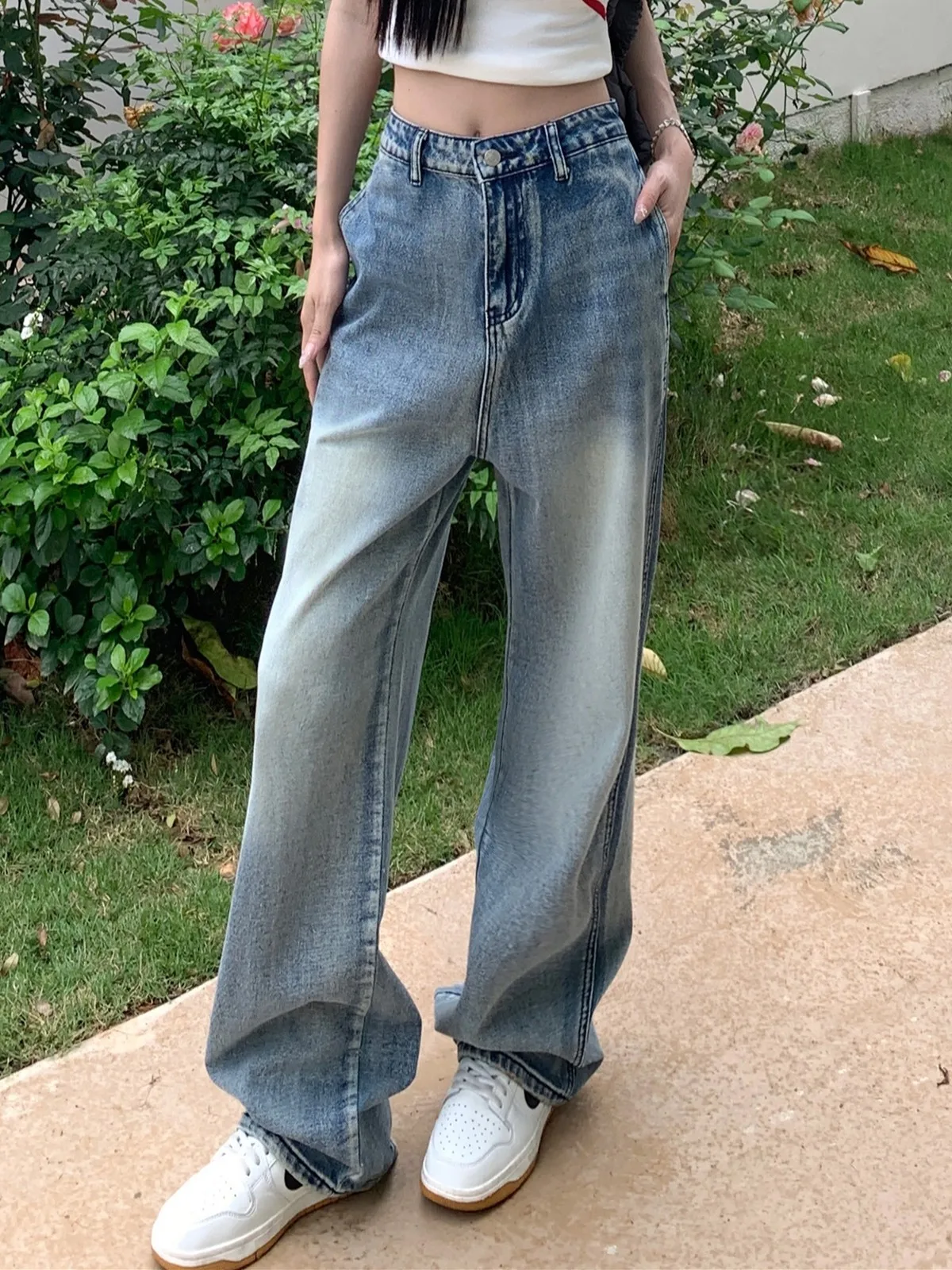 

ZHISILAO New High Waist Straight Jeans Women Vintage Y2K Full Length Denim Pants Streetwear 2024