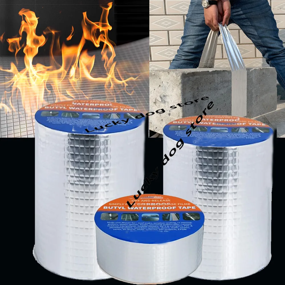 

Strong Sticky Aluminum Foil Butyl Rubber Tape High Temperature Resistance Waterproof Roof Pipe Crack Duct Repair Tape Stop Leak