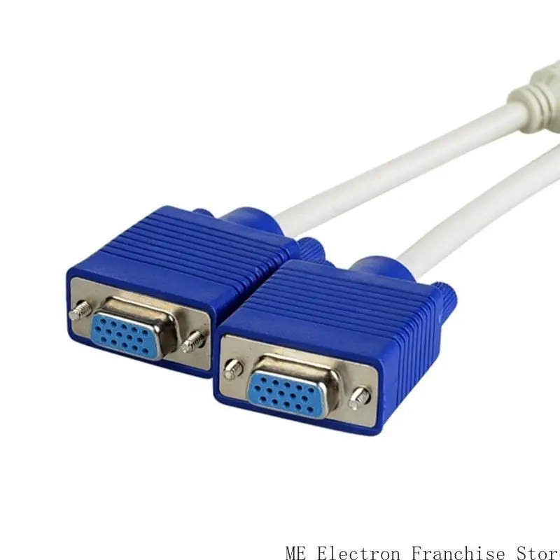 High Resolution 1080P VGA 1 Male to 2 Female Video Cable Adapter Cord for Double Monitors Output and Easily Wiring