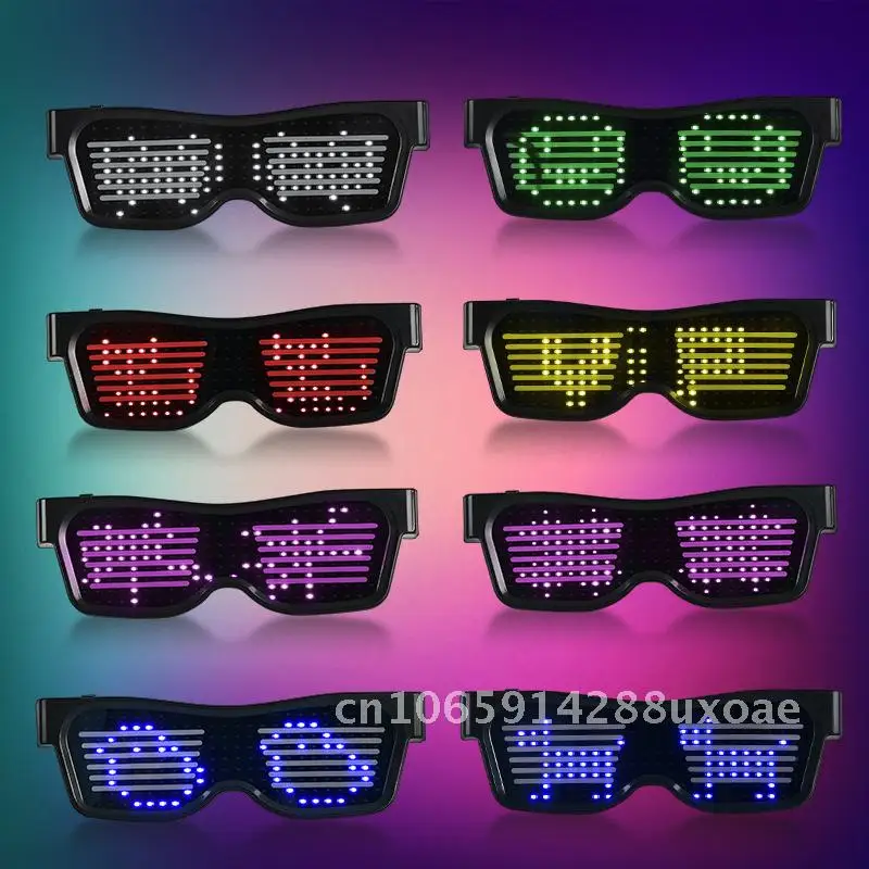 

USB charging party bluetooth blue glasses APP four color colorful glasses luminous glasses