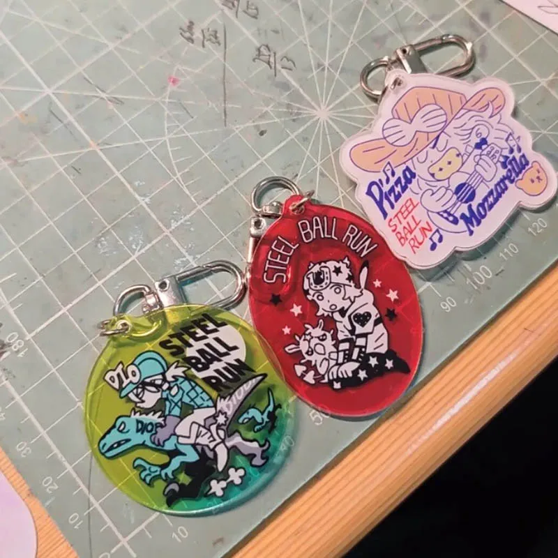 LLavero de Cosplay de Anime STEEL BALL RUN SBR, colgante acrílico, llavero, adorno Kawaii, 3 unids/set, accesorios para bolso