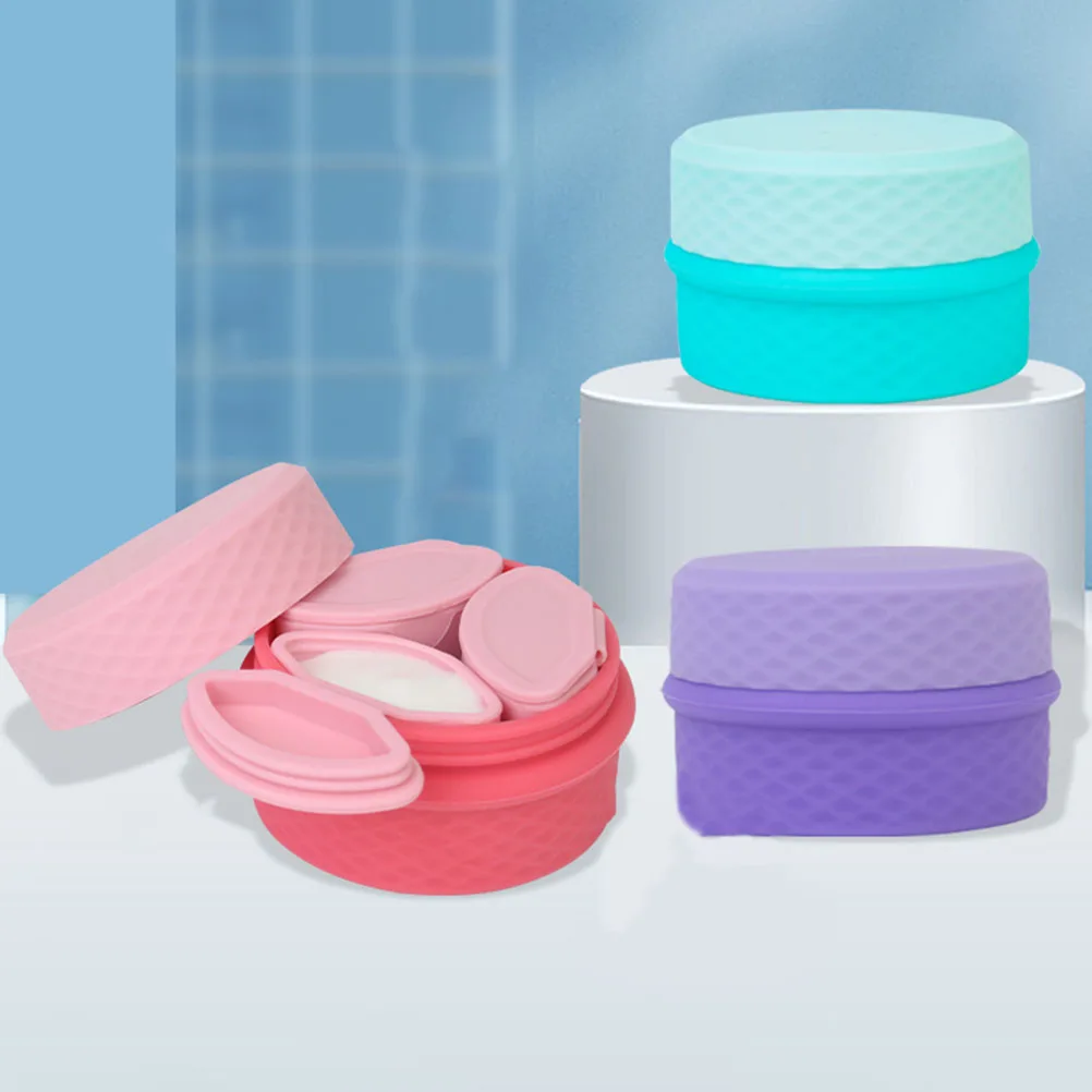

1Set Silicone Jar with Spoon Refillable Travel Cream Container Portable Makeup Holder Pills Organizer