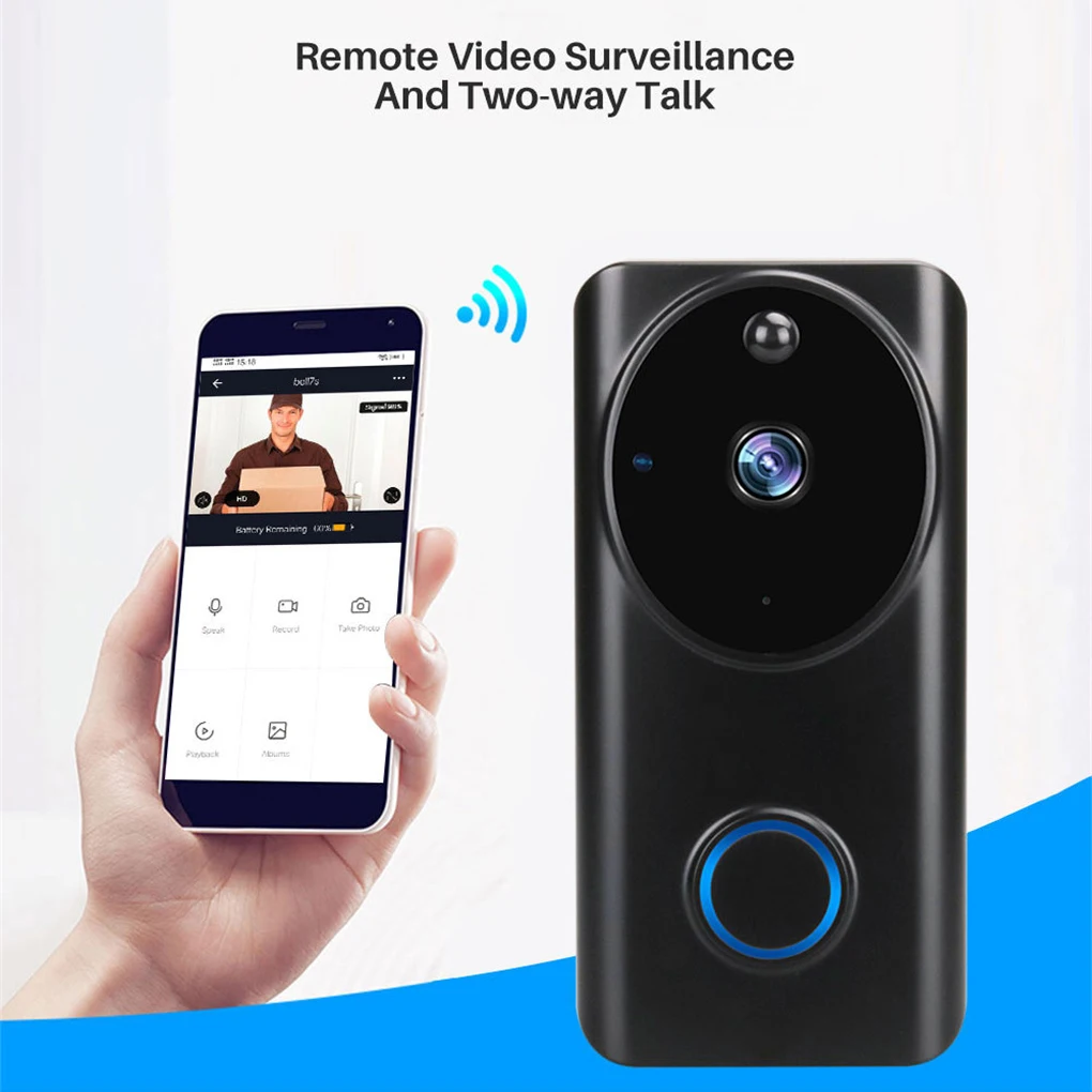 Visual Doorbell WiFi Wireless Smart Door Bell Phone Remote Video Home Alarm Door Chime, Bell