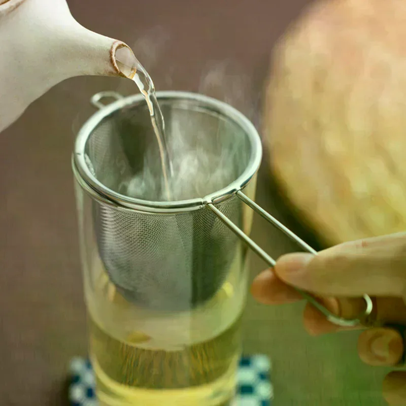 Steel Tea Infuser Reusable Tea Leak Filter Teapot Strainer Single Ear Shape Coffee Herb Spice Diffuser With Handle Stainless