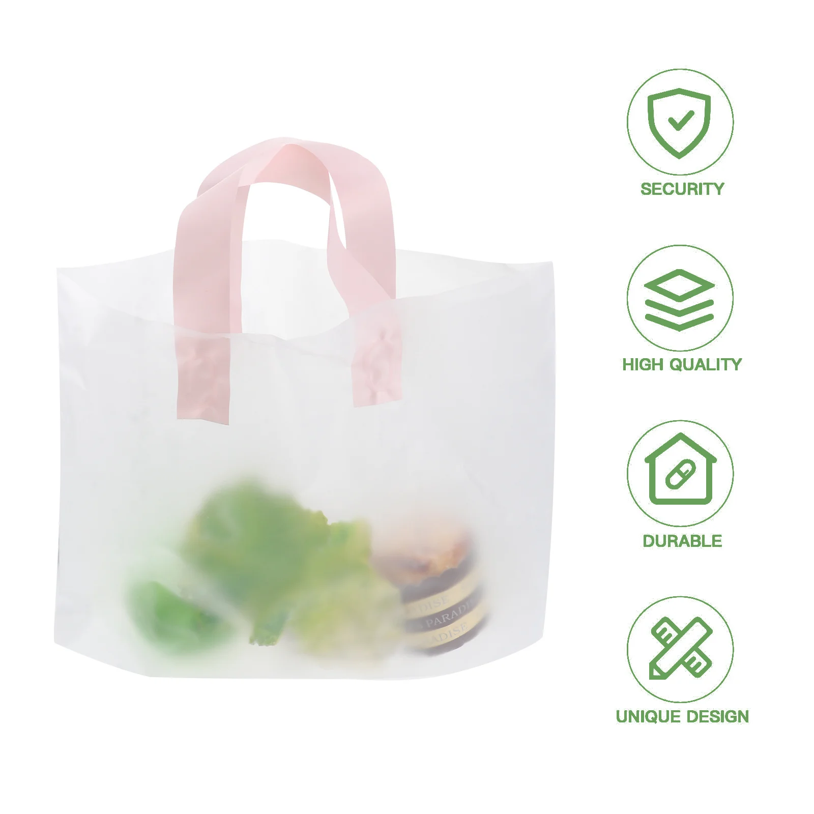 

50pcs Hand Bag Low Transparent Plastic Carrier Bag For Gift Wrapping Wedding Party Packaging Fashionable Durable Shopping Tote
