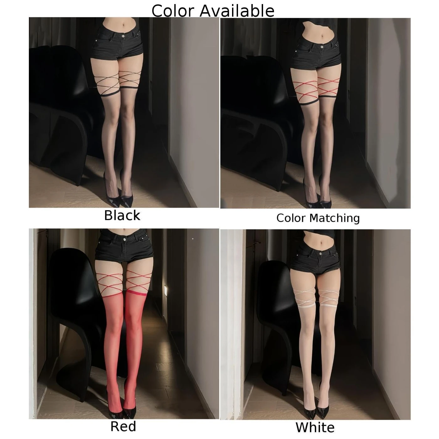 Calze autoreggenti sexy in nylon stile sexy tinta unita tutte le stagioni di alta lunghezza per tutti i giorni per la casa per tutte le stagioni