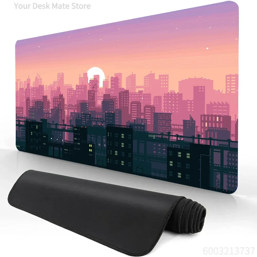 Hot Sell City Neon Pixel Large Mouse Mat Gaming Mousepad Gamer Mousepads Rubber Keyboard Mats Desk Mats - Mouse Pads 900X400