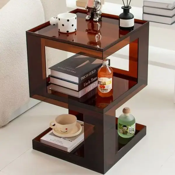 Luxury Transparent Acrylic Coffee Table Furniture,Colorful Living Room Sofa,Side Corner tables Bedroom,Square Bedside Cabinets